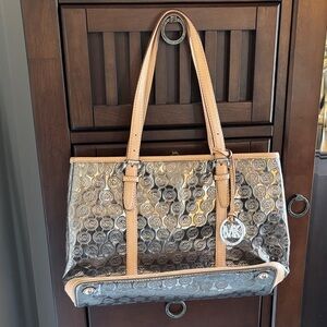 Michael Kors Metallic Silver and Tan Tote